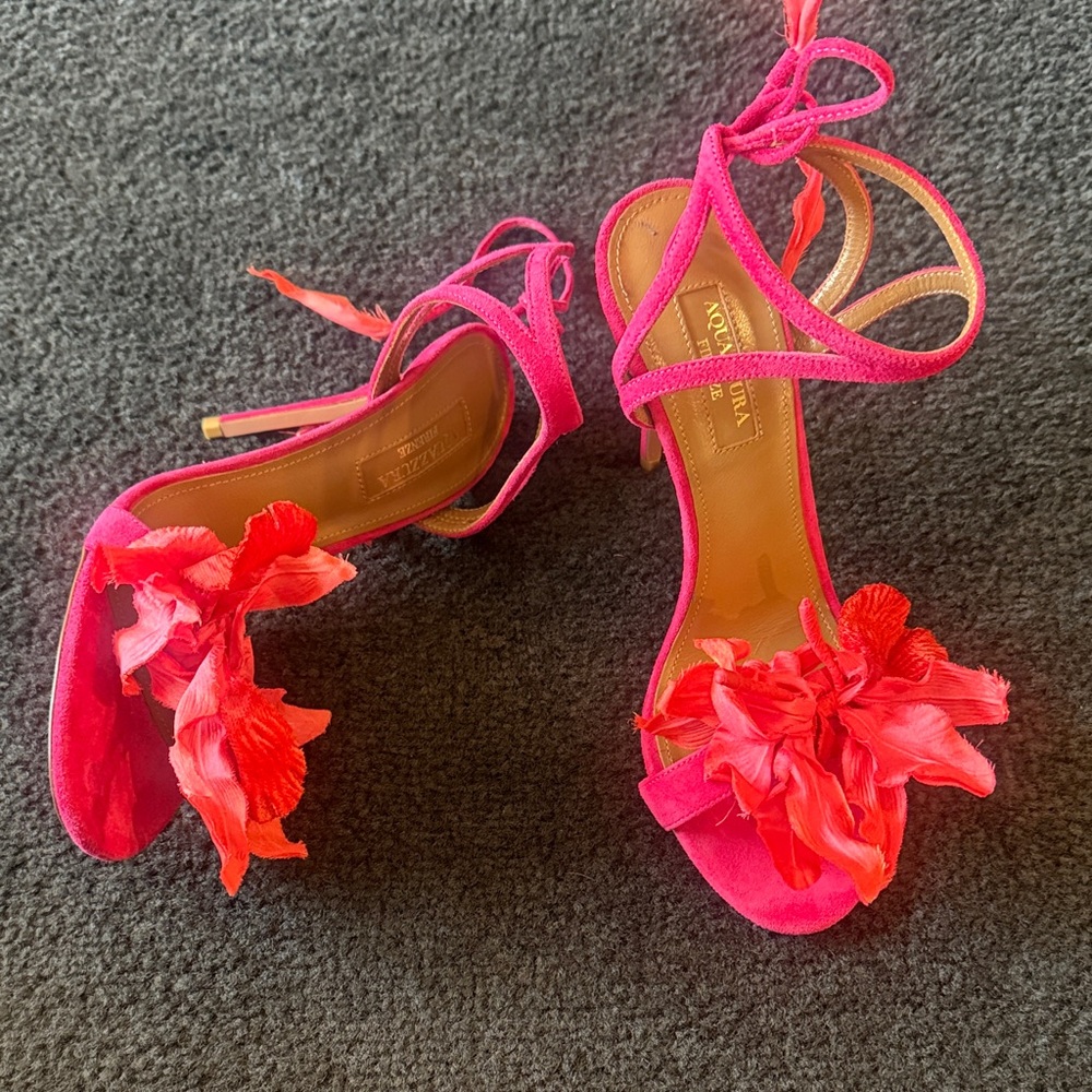 Aquazzura Fuchsia and Coral Heels *never worn*